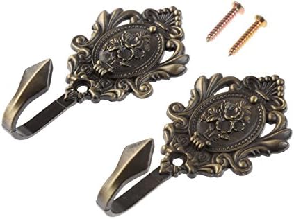 Curtain Tiebacks Small Lightweight Hooks, Vintage Bronze Rose Pattern by Hicello