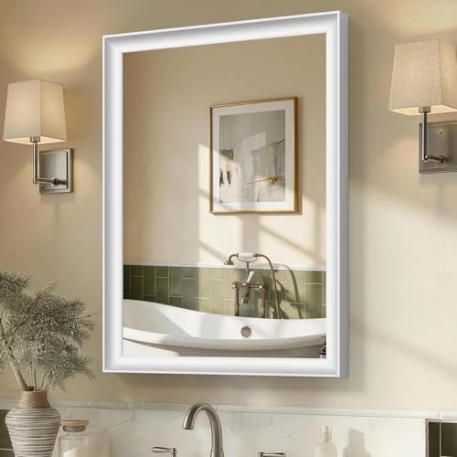 USHOWER 22x30 Inch White Bathroom Mirrors by USHOWER
