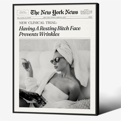 Funky Girl Preppy Aesthetic Posters Black And White Newspaper Wall Art 12x16in by Unknown