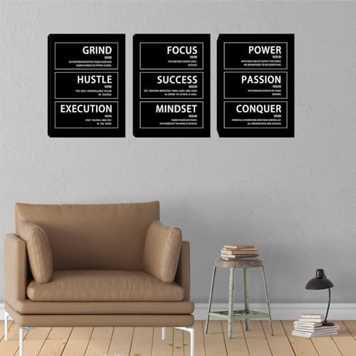 3 Piece Motivational Hustle Grind Execution Wall Art Quotes Wall Decor Office - Image 4