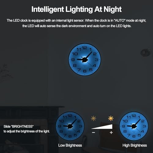 JoFomp Lighted Wall Clocks Battery Operated, 8 Inch Small Wall Clock - Image 4