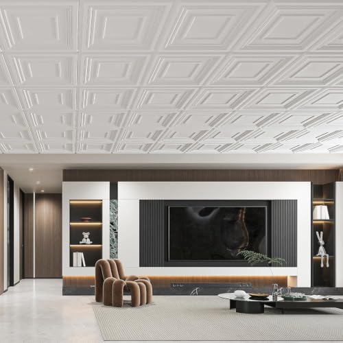 Art3d PVC Drop Ceiling Tiles 24x24 in, 96 Sq.Ft, Snow White - Image 6