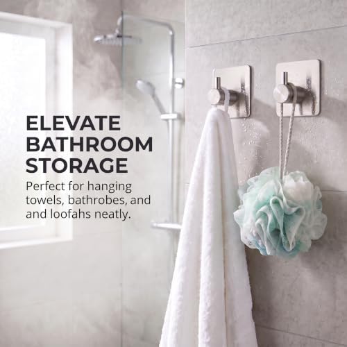 Fotosnow Adhesive Wall Hooks, 15lbs Stainless Steel Heavy Duty No Drill Towel - Image 4