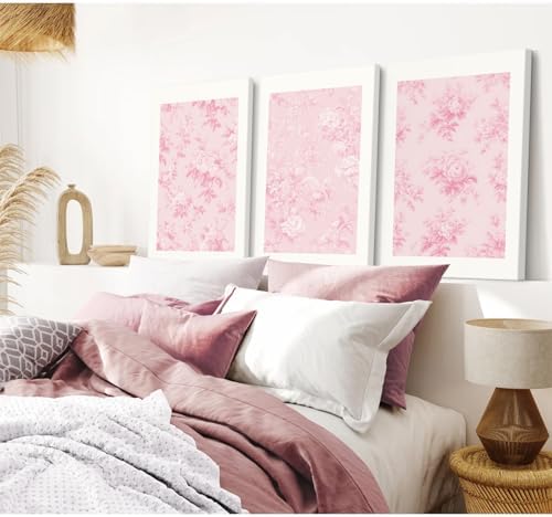 Pink Floral Wall Art Chinoiserie Flower Wall Decor Pictures Aesthetic Canvas - Image 3