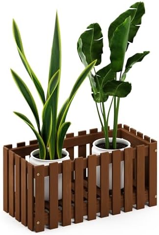 Furinno TIOMAN Planter Box, Hardwood Slat Style Flower Box, Rectangular Garden - Image 4