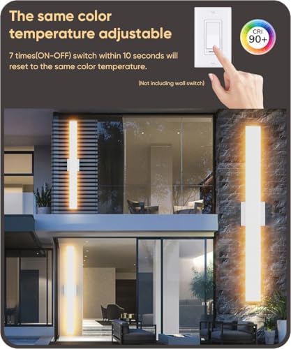 Aipsun 31.5" LED Outdoor White Wall Sconce, Modern Exterior Light Fixtures - Image 4