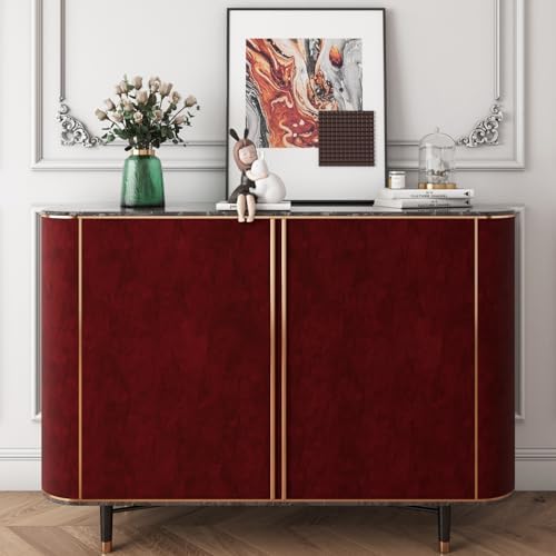 YENHOME Red Vintage Wallpaper Stick and Peel Self Adhesive Red Velvet Fabric - Image 3
