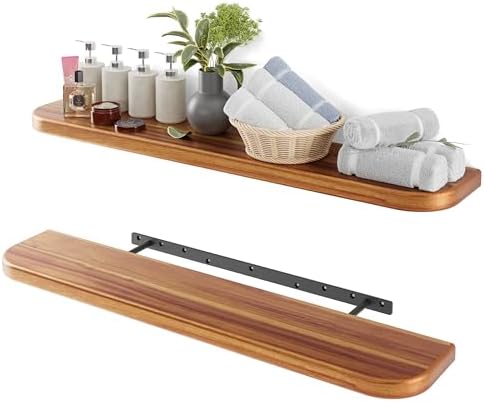 BATODA 36" Acacia Wood Floating Shelves Wall Mounted – Rustic Farmhouse Wooden by BATODA