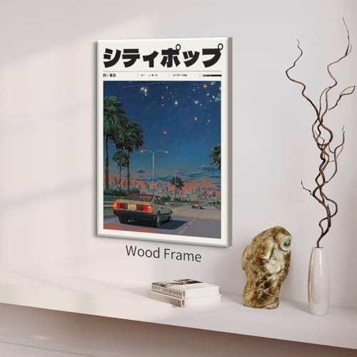 Vintage Japanese Framed Wall Art 90s Vaporwave Aesthetic Prints Asian Music - Image 5
