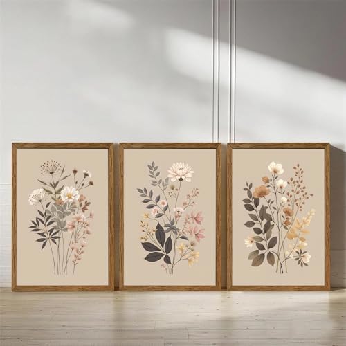 AVECCO 3 Piece Sage Eucalyptus Botanical Framed Canvas Wall Art 16x24 in - Image 3