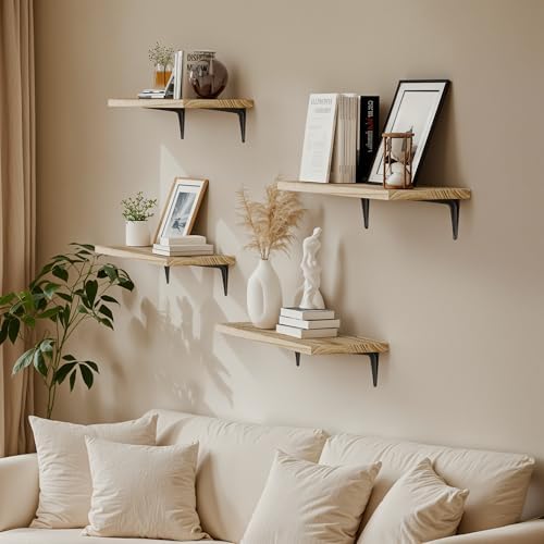 SKYSEN Floating Shelves for Wall Set of 6, 15.7in Wood Wall Shelf for Decor - Image 2
