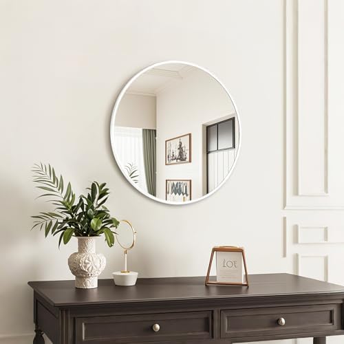 White Round Mirror 20 Inch, Wall Circle Mirror - Image 4