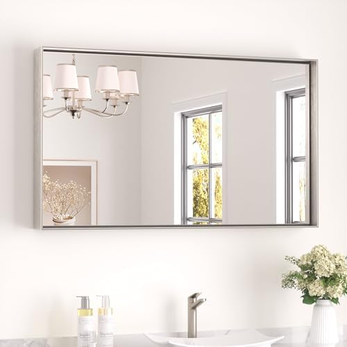 Keonjinn 40x24 Inch Nickel Bathroom Mirror by Keonjinn