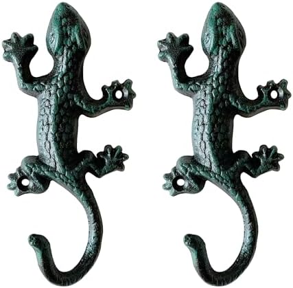 Rustic Gecko-Shaped Decorative Wall Hook Rack Hangers by Zorues