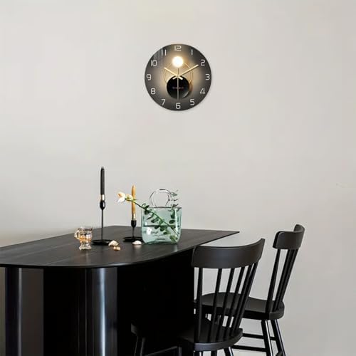 Black and Gold Glass Wall Clock 12 Inch - Image 3