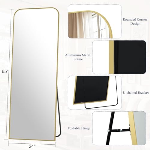 Full Length Mirror 65"x24" Arched Floor Standing Large Mirrors - Image 3