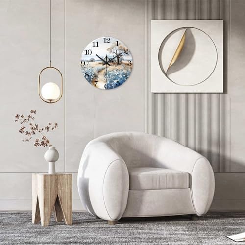 XNM Round Wooden Wall Clock Battery Operated 16 Inch - Image 3