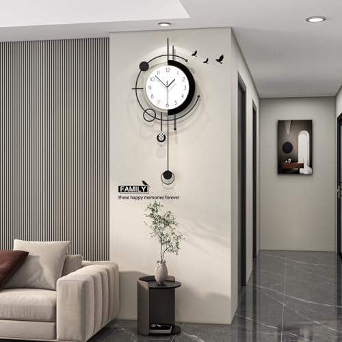 Modern Wall Clock for Living Room Decor 15 Inch Big Decorative Black Metal Wall - Image 4