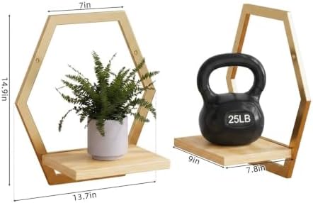 3 Pack Solid Wood & Heavy Duty Metal Wall Plant Stands, 25 LB Load Boho Arch - Image 3