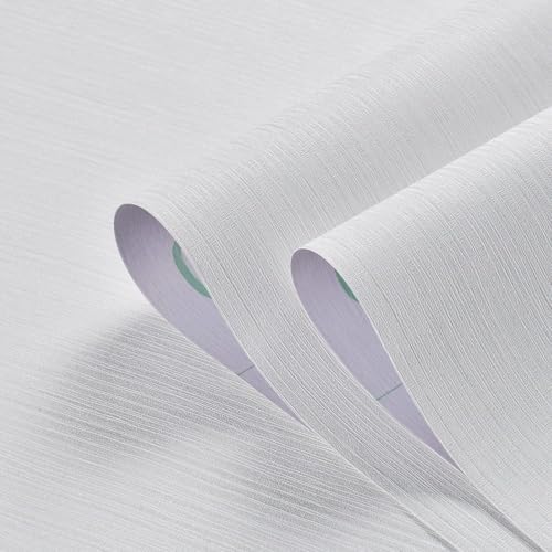 mamonhome Grasscloth Textured Wallpaper 24in X 393in Fabric Contact Paper White - Image 5