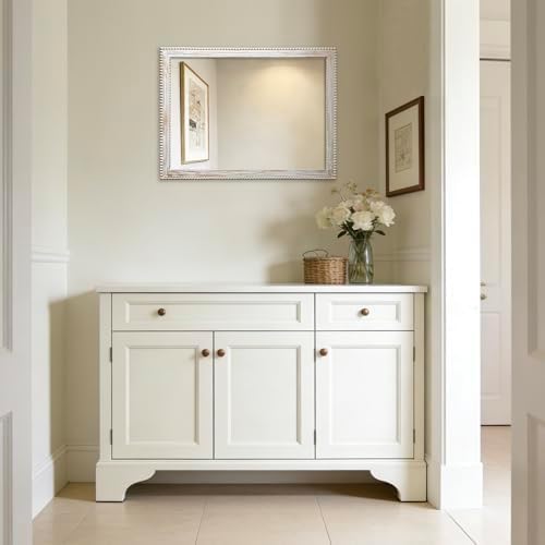 24x32 Inch Rectangular Wood Wall Mirror Rustic Farmhouse Decorative Mirrors - Image 5