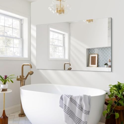 CILIBER Frameless Mirror, 30x48 Inch Rectangle Vanity Mirror - Image 6