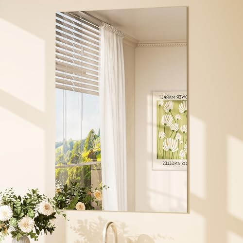 TETOTE Frameless Bathroom Mirror 24" x 36" Rectangle Vanity Mirror by TETOTE