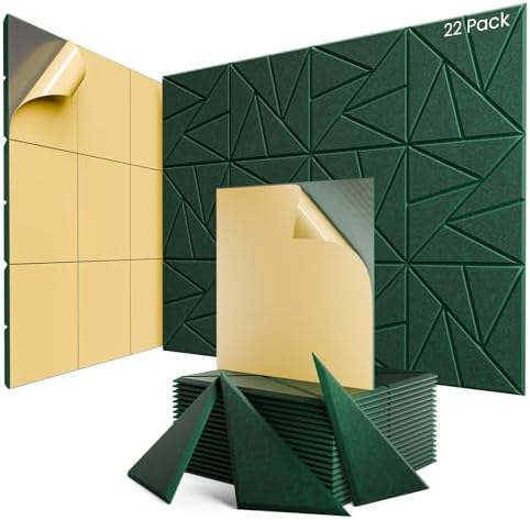 22 Pack Self-Adhesive Acoustic Panels, Sound Proof Foam Panels by ROOME
