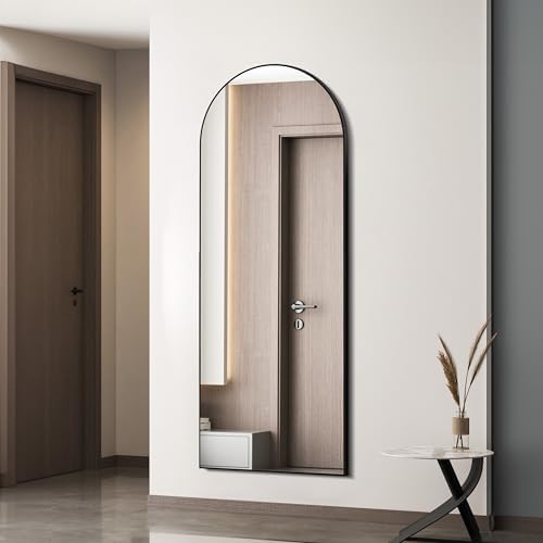 Simple Deluxe 59"x16" Arched Full Length Mirror–Black Aluminum Alloy Floor by SimpleDeluxe