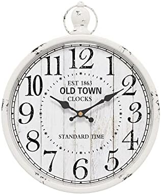 Menterry Retro Farmhouse Wall Clock. White Vintage Antique Style by Menterry