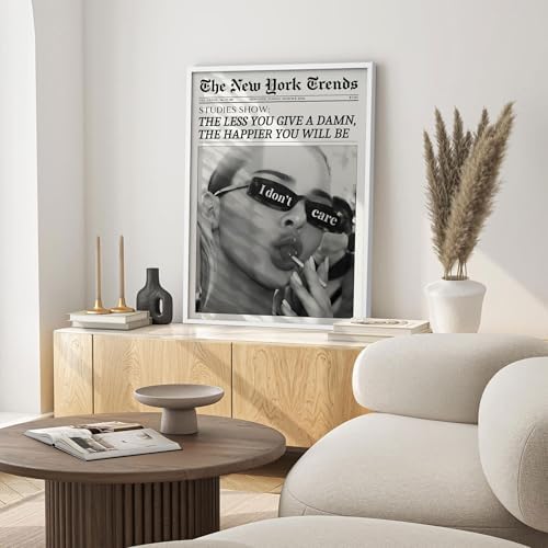 Trendy Black and White Newspaper Wall Art 8x12 in White Framed Vintage Magazine - Image 5