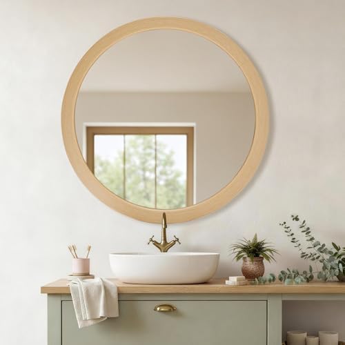 CULER Round Mirrors 36 Inch, Natural Vanity Wall Rustic Mirror - Image 3