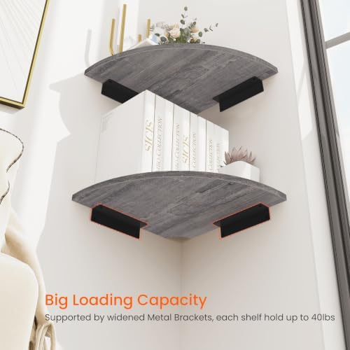 Homode Corner Floating Shelves, Round Corner Shelf Wall Mount Set of 4 - Image 6