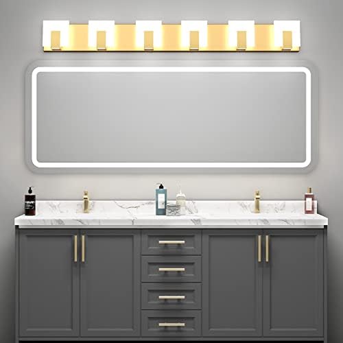 Aipsun Gold Vanity Lighting Fixtures Modern Vanity Lights LED 6 Lights Bathroom - Image 5