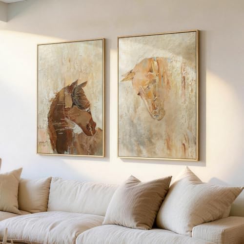 Framed Neutral Abstract Horse 2 Piece Wall Art - Image 3