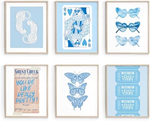 Habseligkeit Cute Blue Wall Art Prints, Butterfly Wall Decors by Habseligkeit