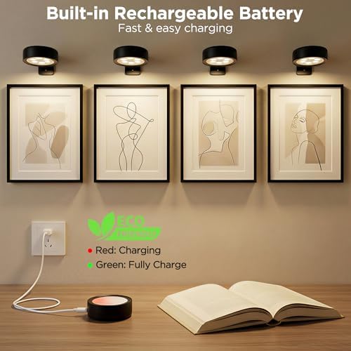 4-Pack Picture Lights for Wall, Rechargeable Wireless Poster Lights - Image 4
