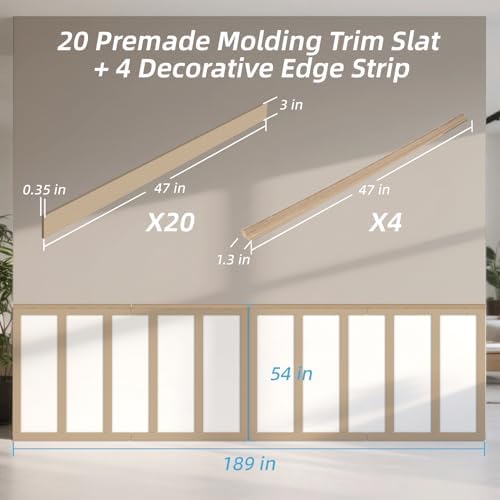 Art3d MDF Premade Paintable Board and Batten Wainscoting Kit, 189 x 54 in - Image 6