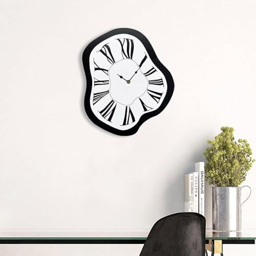 Retro Melting Wall Clock, Creative Irregular Roman Numeral Clock, Silent by Unknown