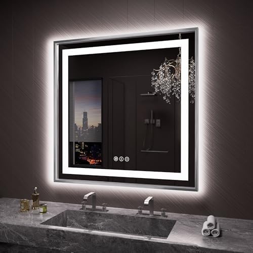 Amorho LED Bathroom Mirror 36"X36", Front Light and Backlit by Amorho