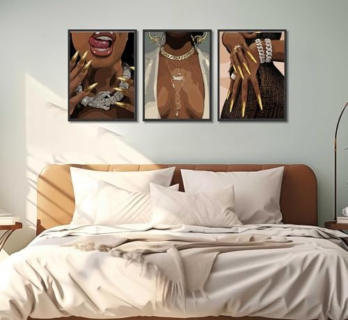 HHN 3 Pcs Black Woman Poster Wall Art African American Black Female Pictures - Image 4