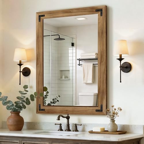 Wood Bathroom Mirror by LawadaMirror