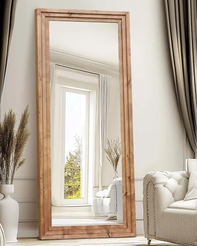 71x30in Full Length Mirror, 3-Tier Stepped Solid Wood Frame - Image 4
