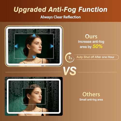 36x60 Inch Gold Framed LED Bathroom Mirror - Image 6