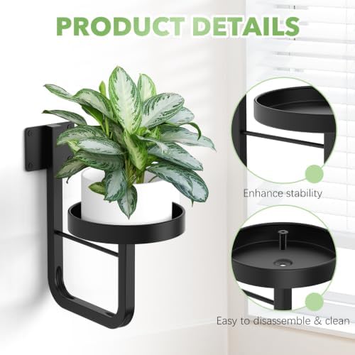 2 Pack Wall Plant Holder for Hanging Planters Indoor Outdoor Black - Image 4