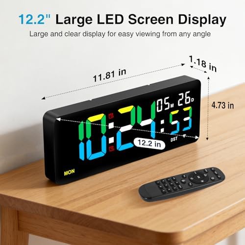 XREXS 12.2 Inch Digital Wall Clock WiFi Sync - Image 4