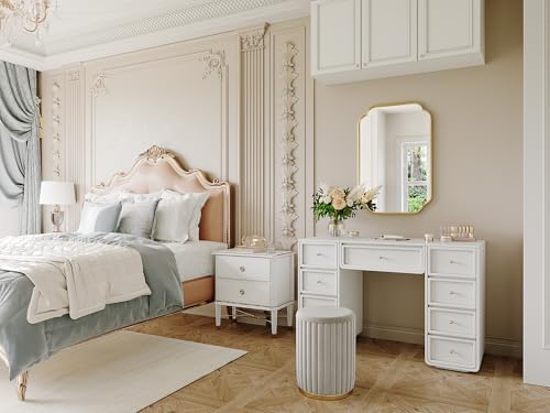 Gold Bathroom Scalloped Mirror, 20” x 30”Rounded Corner Rectangle Wall Mirrors - Image 4