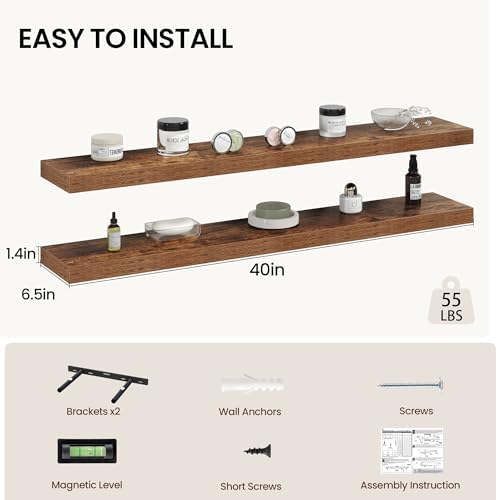 Vivelove 40 Inch Floating Shelves Wall Mounted - Image 3