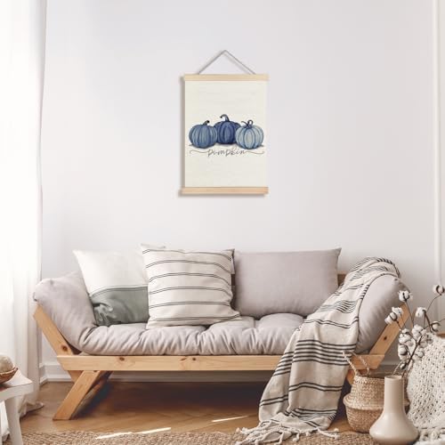 Supwhd Watercolor Fall Blue Pumpkin Wall Art - Image 3