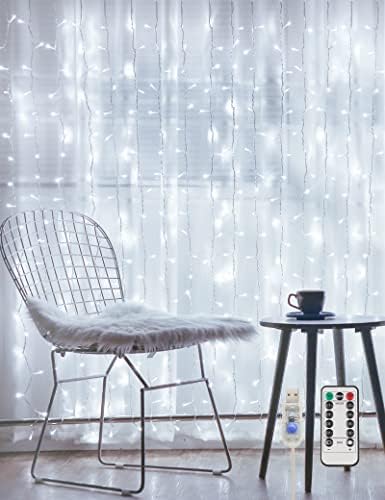 suddus White Curtain Lights for Bedroom Wall, 200 Led Twinkle Lights by SUDDUS